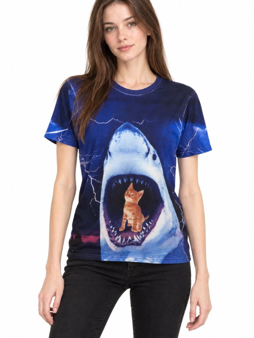 Goliath Shark and Kitten Graphic T-Shirt Women’s Size Small — New